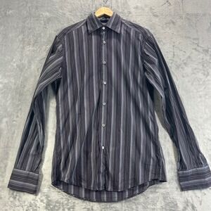 ZEGNA Striped Dress Shirt Mens Size Small II City Button Up Long Sleeve Cotton